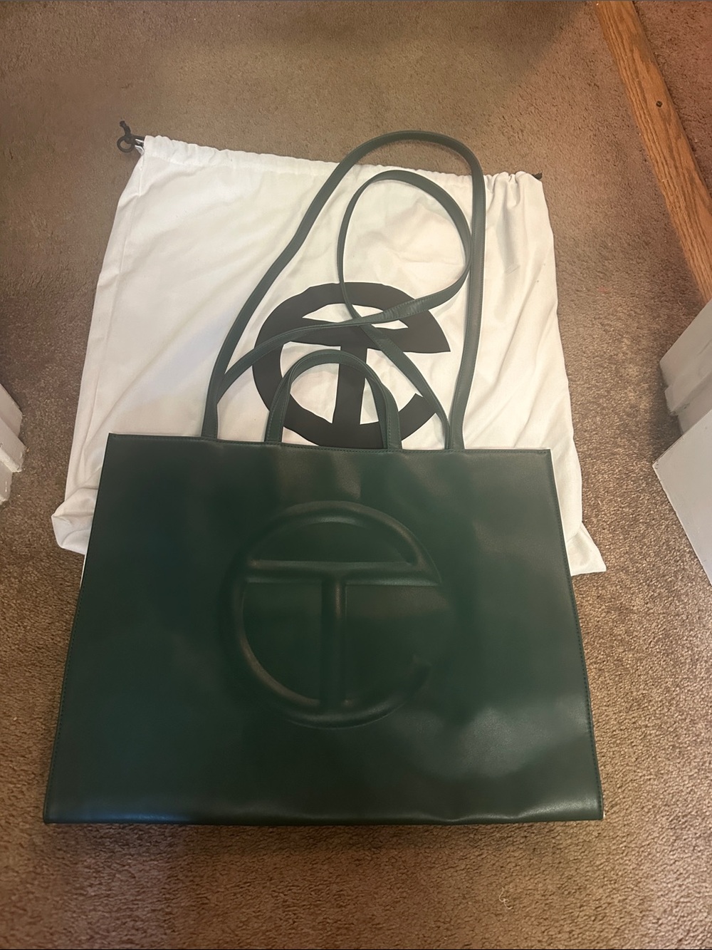 Authentic TELFAR Green Tote Large Bag with Embossed Logo (comes in original bag)